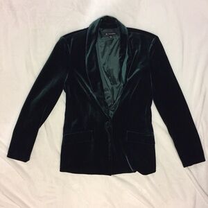 INC International Concepts Hunter Green Velvet Blazer Like New